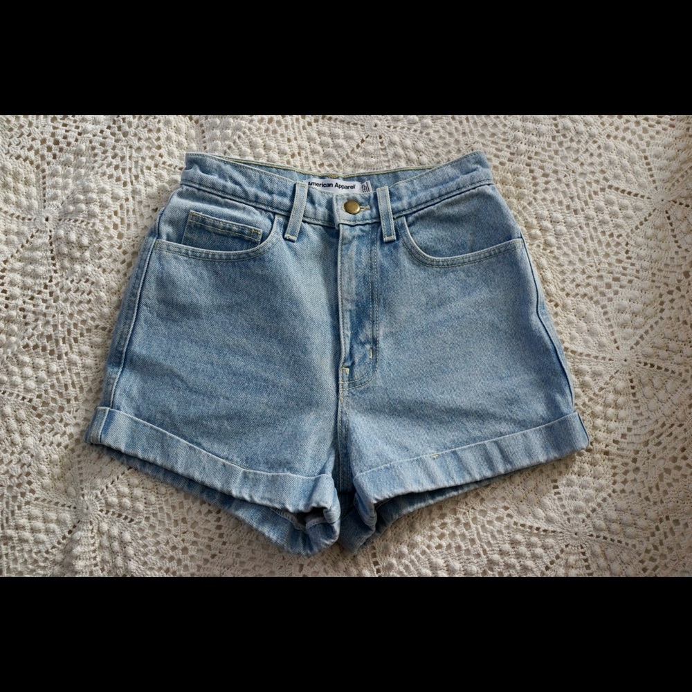 Light Blue High Rise American Apparel Shorts